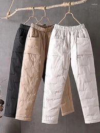 Women's Pants Elastic Waist Straight Loose Fitting Sports Casual Cotton Winter Thickened Arm Lady Trousers