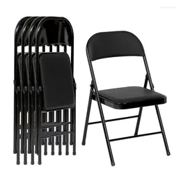 Camp Furniture Upholstered Padded Folding Chair (4 Pack) Black