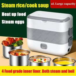 Electric Heating Lunch Box Electri Food Warmer Heater Rice Storage Container Doublelayer Insulation 240109