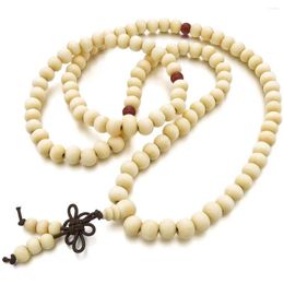 Chains 8mm Wood Necklace Tibetan White Sandal 108pcs Bead Buddhist Prayer Bracelet Man Woman