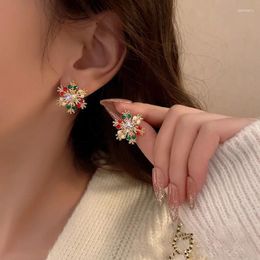 Dangle Earrings Exquisite Christmas Colorful Snowflake For Women Shiny Zircon Crystal Stud Years Party Jewelry Xmas Gift