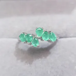 Cluster Rings Natural Real Green Emerald Ring Luxury Style 925 Sterling Silver 0.25ct 6pcs Gemstone Fine Jewellery L231284