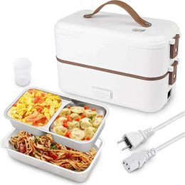 Dublelayer pudełko na lunch pojemnik na żywność przenośna elektryczna izolacja ogrzewania zastawy stołowe Bento 240109