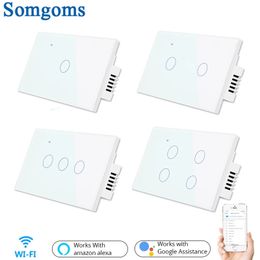 Wifi Wall Touch Sensitive Switch Remote Control 1 2 3 4 Gang Wireless Led Light Smart Touch Screen Switch Glass US Standard 240108