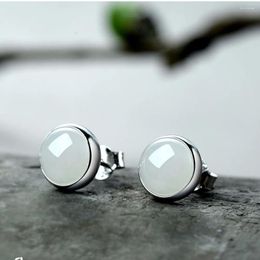 Dangle Earrings 2024 S925 Silver Stud Original Simple Fashion Natural Personality Hetian White Jade