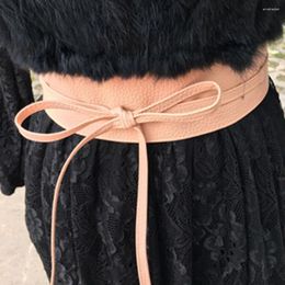 Belts Fashion Ladies PU Leather Soft Luxury Girdle Waist Seal Women Super Long All-Match Bow-Knot Wide Clothing Accessories