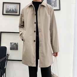 Men's Trench Coats Men Coat Loose Fit Long Lapel Single Breasted Windbreaker Fashion Jacket Office Button Overcoat Oversized Clothing