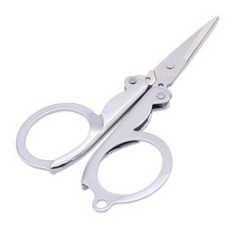 Stainless Steel Folding Scissors Mini Convenience Travel Silver Tailor Scissors Household Hand Tools9808376