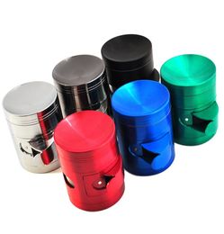 custom 40mm50mm55mm63mm 4layer side open cut tobacco grinder metal zicn alloy plat or Concave herb grinder for smoking dry herb4100609