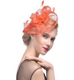 European and American hemp yarn headdress bride hair decoration banquet po hat feather headdress8114583