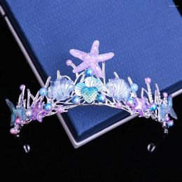 Hair Clips Handmade Mermaid Crown Halloween Ocean Style Costume Seashell Starfish Accessories For Women Girl Birthday Party Tiaras