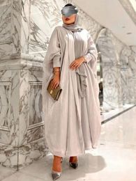 Ethnic Clothing Evening Party Dubai Abaya Shimmer And Sheer Fabric Butterfly Sleeves Islamic Kaftan Muslim Women Ramdan Eid Hijabi Robe