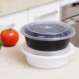 10PCS 720ML Disposable Plastic Bowl Take Out Containers Food Storage Box with Lids Round 240108