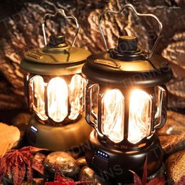 Portable Lanterns LED Camping Lamp Retro Hanging Tent Stepless Dimming Light Waterproof Rechargeable Emergency Lantern