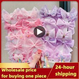 Hair Accessories Bow Little Girl Clip Ornament For Princess Cards Childrens Mesh Hairpin Lace