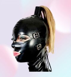Erotic Sex BDSM Bondage SM Rubber Mask with Wig Fetish Hood with Removing Blindfold and Mouth cosplay3045833