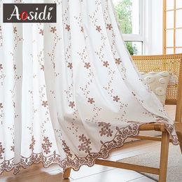 Embroidered White Sheer Curtains for Living Room Patterned Curtain in the Kitchen Doorway Door Drapes Readymade Rideaux Custom 240109