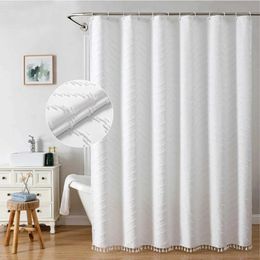 Shower Curtains 2024 New Product Hot Selling Bohemian Wave Bathroom Curtain Waterproof Solid Colour Cutout Shower Curtain