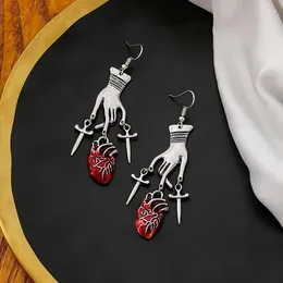 Dangle Earrings Punk Gothic Drop For Women Hands With Cross Heart Dark Goth Pendants Fashion Stainless Steel Jewelry Gift