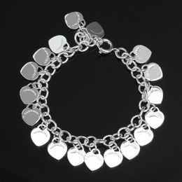 Heart Bracelet Many Love Hearts Bracelet Designer Jewellery 16-21cm 100% Silver Wedding Women Jewlery for Women with Box