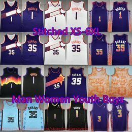 Custom S-6XL Basketball 35 KevinDurant Jersey 2023-24 New City 1 DevinBooker Jerseys Stitched 3 BradleyBeal White Purple Retro Shorts Breathable Sports Shirts