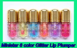 New Lips Makeup Ministar 6 Colour Glitter Lip Plumper Gloss 24K Golden Sequins 3D Hydra Plumping Lipgloss Clear Gradual Long Lastin6064522