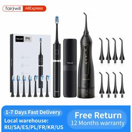 Fairywill Electric Sonic Toothbrush Water Flosser USB Charge Waterproof 5 Modes 3 Brush Heads Toothbrushes Teeth Cleaner 240108