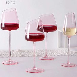 Wine Glasses 2 Pcs Flamingo Pink Golden 500ml French Dining Room Champagne Red Wine Glass Art Big Belly Tasting Party Cocktail Bevel Goblet YQ240105