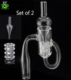 Set Smoke Quartz Diamond Loop Banger Nail Oil Knot Recycler Carb Cap Dabber Insert Bowl 10mm 14mm 19mm Male Female for Water Pipes3889380
