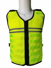 Hunting Jackets SOETAC Safety Protection Zipper Vest Reflective-stripes Security Waistcoat Adjustable Size Working Breathable Net Fabric Top