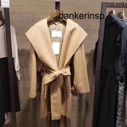 Luxury Coat Maxmaras 101801 Pure Wool Coat Rialto Camel Fleece Water Ripple Coat New Cold and Warm Maillard Hooded High end Feel0TX5