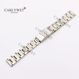 CARLYWET 17 18 19 20mm 316L Stainless Steel Silver Brushed Watch Band Strap Old Style Oyster Bracelet Straight End Screw Links285G