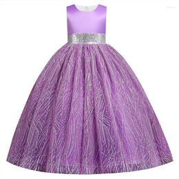 Girl Dresses Kids Party Dress Girls Wedding Flower Sleeveless Lace Embroidered Sequin Princess Prom Show