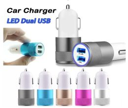 Favours Car Charger Metal Travel Adapter 2 Ports Colourful Micro USB Car Plug For Samsung Note 8 phone 7 OPP Package FY7804 C02218436387