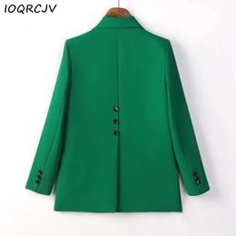 Green Womens Blazer Formal Coat Female Long Sleeve Single Button Office Ladies Work Wear 240108