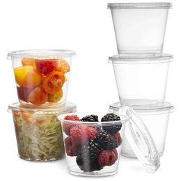100Pcs Disposable Plastic Cup With Lid Jelly Yogurt Mousse Sauce Condiment Transparent Tart Container 240108