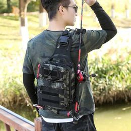 Outdoor Bags Outdoor Road Asia Fishing Bag Tactical Multi functional Single Shoulder Crossbody Bag Riding Men's Chest Bag Camo Sport Backpack