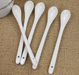 10pcs Kitchen Supply Ceramic Spoons Pure White Bone China Coffee Spoon Tableware Tea Small Spoon Kitchen Tools8187240