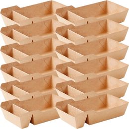 50 Pcs Kraft Paper Snack Box Disposable Barbecues Holder French Fries Containers Case Takeout Party Candy Fried Food 240108