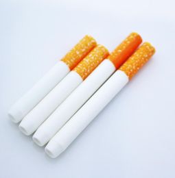 100pcslot Ceramic Cigarette Hitter Smoking Pipe Shape Yellow Philtre Colour 100pcs box 78mm 55mm One Hitter Bat Metal9019668