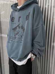 Men ERD Piece Hoodie Lake Blue Washed Pure Cotton Hooded Sweater Printed Hooded Loose Hoodie Couple Oversized Hooded for Men