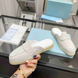 Fashion designer luxury casual couple loafer half slippers fashion star with the same recommended to wear comfortable soft thick bottom show height