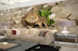 Custom Po Wallpaper 3D Stereoscopic Lion Broken Wall Mural Paintings Wallpaper For Living Room Bedroom Walls Papel De Parede5157538