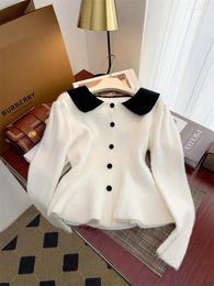 Women's Knits French Doll Neck Fishtail Sweater For Winter Wear High End Ruffle Skirt Knitted Cardigan