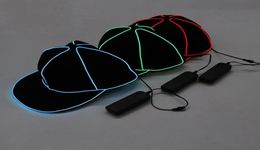 Portable EL Wire Baseball Cap Plain LED Light Hip Hop Hat Glowing In The Dark Snapback For Party Decoration 38sy BB5464344