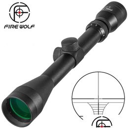 Hunting Scopes Fire Wolf 3-9X40 Rifle Outdoor Reticle Sight Optics Sniper Deer Scope Red Dot Drop Delivery Sports Outdoors Dh653