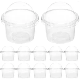 Disposable Cups Straws 100 Pcs Plastic Food Containers Transparent With Lid Dessert Pudding For Store Ice Cream Bowl Cold Soup Cake