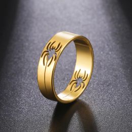 14k Yellow Gold Spider Ring for Men Women 6MM Wide Finger Rings 2024 Hip Hop Punk Jewelry Birthday Gift for Lover Friend