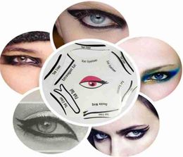 DHL 6 In 1 Multifunction Eye Stencil Cat Eyeliner Stencil For Eye Liner Template Card Fish Tail Double Wing Eyeliner Sten1625158