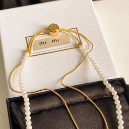 2024 Spring Luxury M Brand Square Cubic Designer Necklaces Top Grade 18K Gold Women Girl Pearl Valentines Day Engagement Love Letters Necklace Choker Jewelry